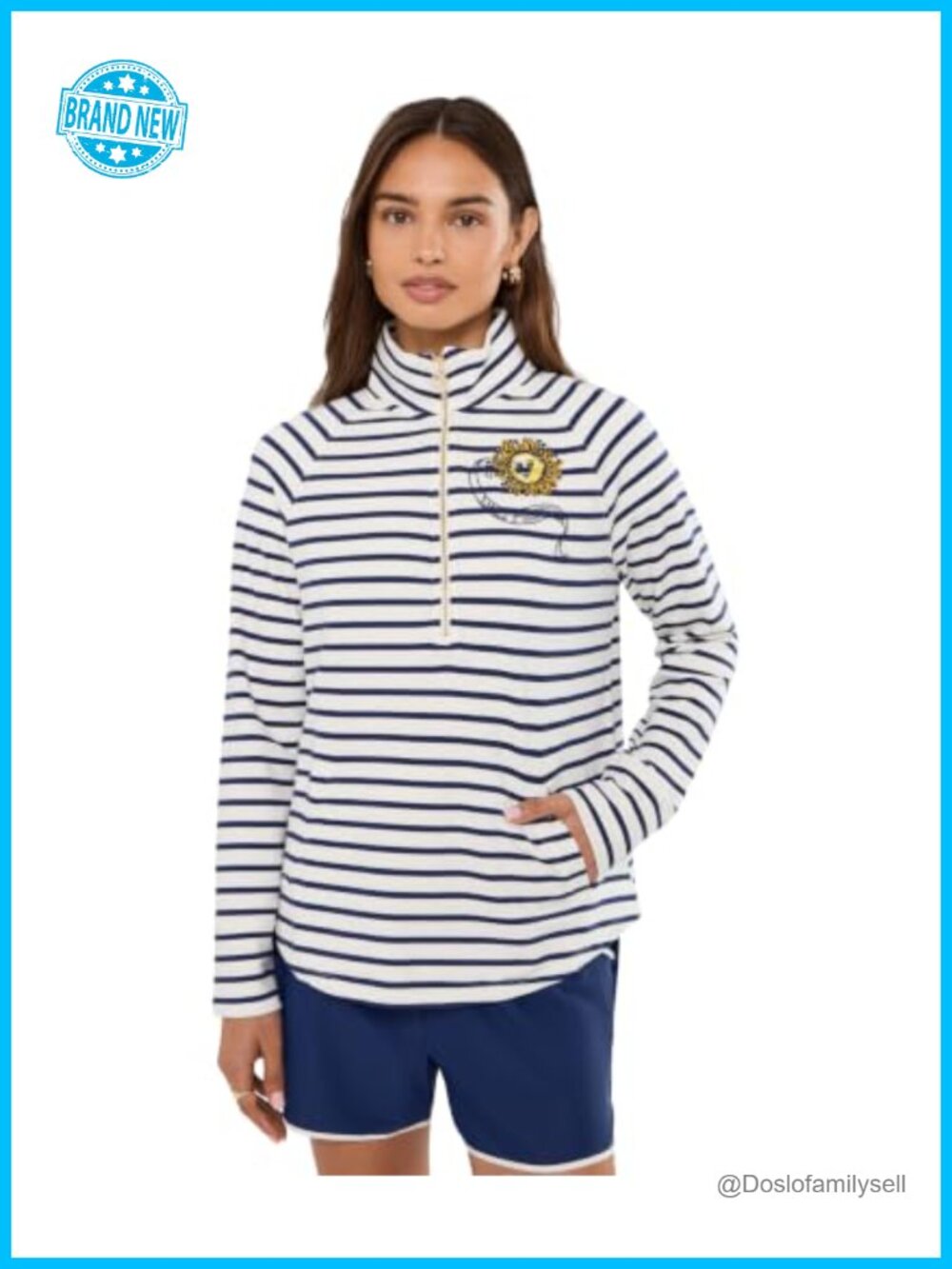 Lilly Pulitzer Skipper Popover Terry Pullover Long Sleeve Crew Neck